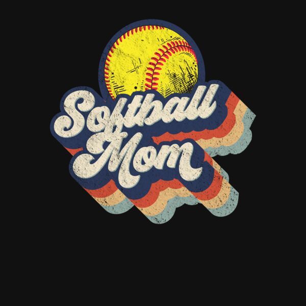 Retro Softball Mom Crew Neck T Shirt Thumbnail
