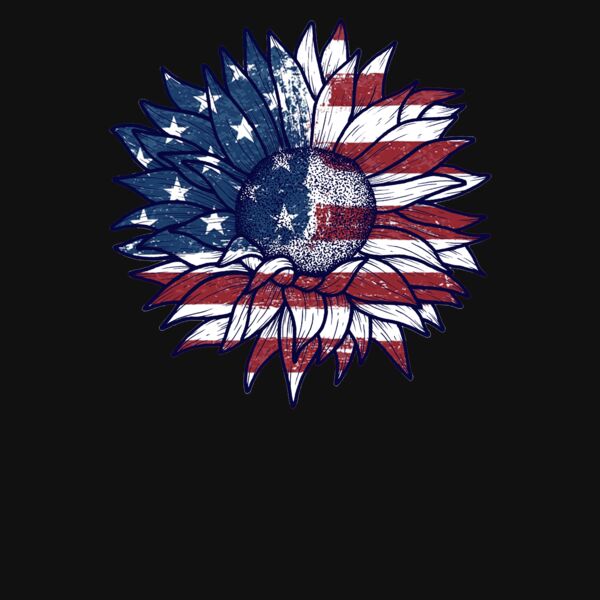 America Flag Sunflower Slouchy Tank Top Thumbnail