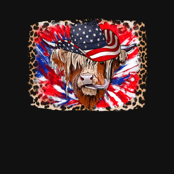 Patriotic Highland Cow T Shirt Thumbnail