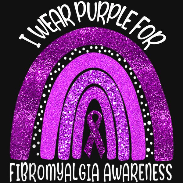 I wear purple for fibromyalgia awareness rainbow T Shirt Thumbnail