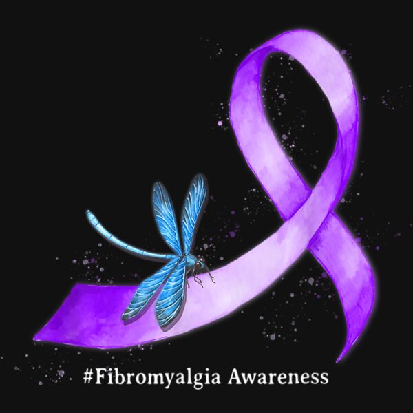 Hippie Dragonfly Purple Ribbon Fibromyalgia Awareness T Shirt Thumbnail