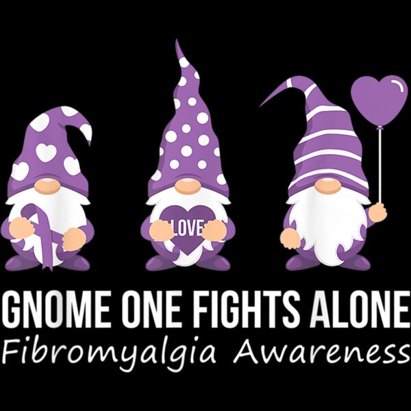 Gnome One Fights Alone Shirt Fibromyalgia Awareness Warrior T Shirt Thumbnail