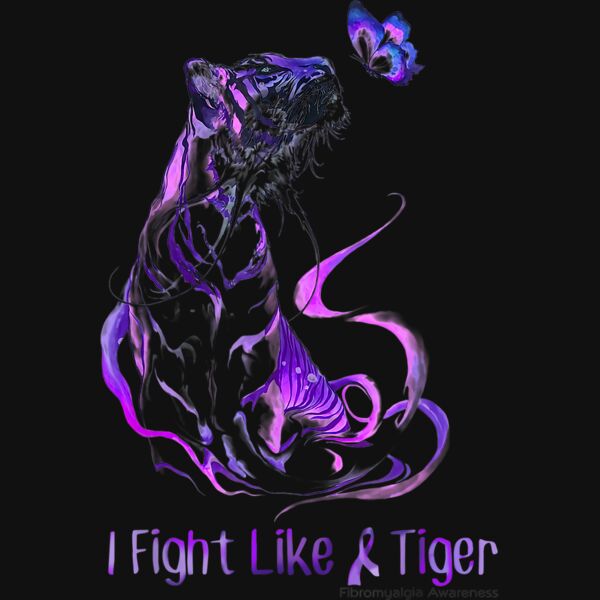 Fibromyalgia Awareness Warrior Ribbon I Fight Like A Tiger T Shirt Thumbnail