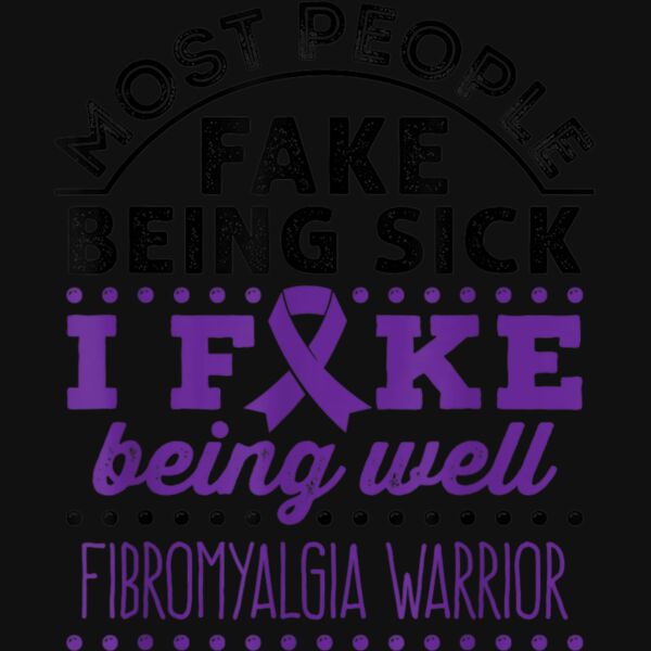 Fibromyalgia Warrior Awareness Purple Ribbon Fake Being Well T Shirt Thumbnail