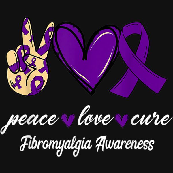 Peace Love Hope Purple Ribbon Fibromyalgia Awareness T Shirt Thumbnail