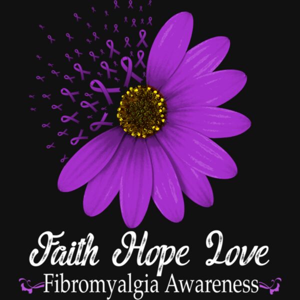 Fibromyalgia Awareness Faith Hope Love Purple Ribbon Pretty Long Sleeve T Shirt Thumbnail