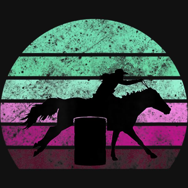 Barrel Racing   Horse Lover   Vintage Sunset   Country Girl T Shirt Thumbnail