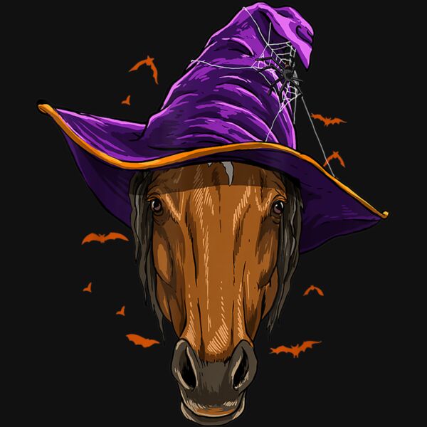 Horse Witch Hat Funny Halloween Horse Lover Whisperer T Shirt Thumbnail
