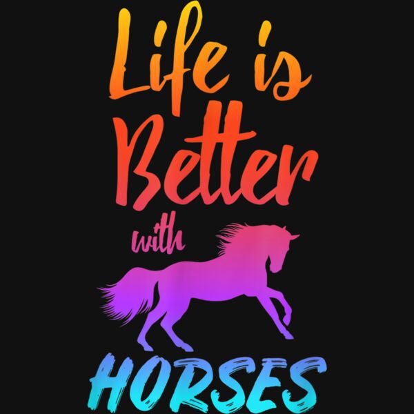 Life Is Better With Horses Cute Equestrian Horseback Riding T Shirt Thumbnail