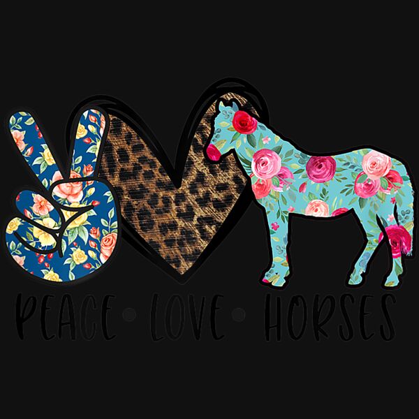 Peace Love Horses Funny Gift for Horse Lover Teen Girls T Shirt Thumbnail