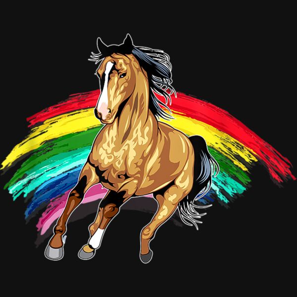 Cute Rainbow Horse Adorable Horse Lovers T Shirt Thumbnail