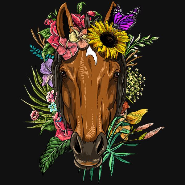 Floral Horse Spring Nature Horse Lovers For Women  Men T Shirt Thumbnail