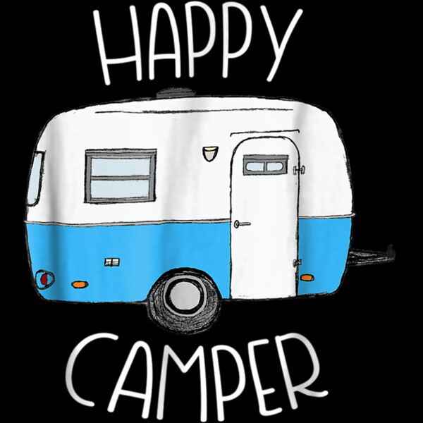 Happy Camper Camping Shirts Blue Boler Trailer camp shirt Thumbnail