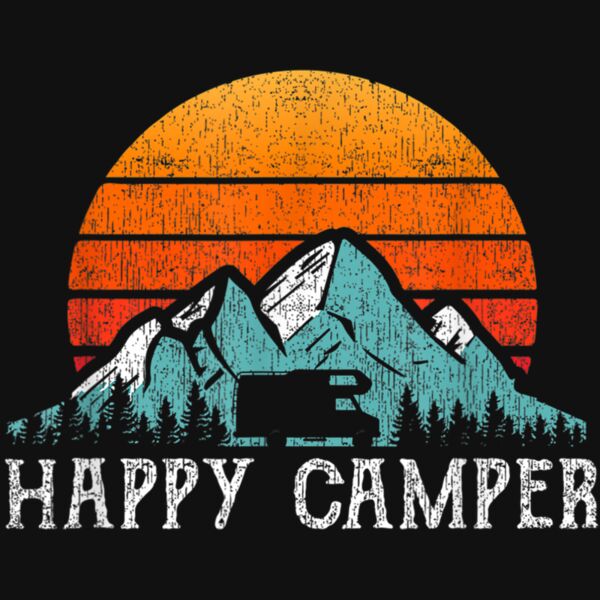 Happy Camper   RV Camping Shirt 70s Retro Motorhome T Shirt Thumbnail