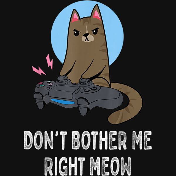 Dont Bother Me Right Meow   Funny Video Gamer  Cat Lover T Shirt Thumbnail