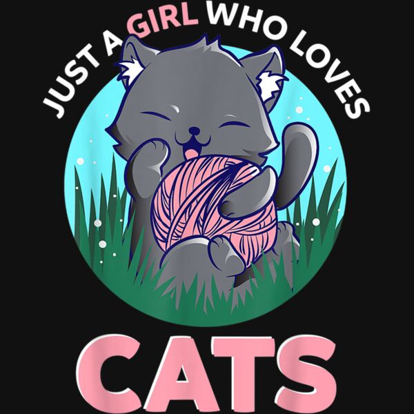 Just A Girl Who Loves Cats Gift Kids Women Cat Mama Mom T Shirt Thumbnail