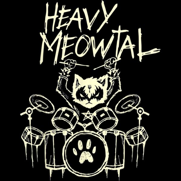 Heavy Metal Headbanger Gift Drummer Cat Playing Drum Meowtal T Shirt Thumbnail