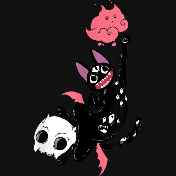 Kawaii Black Cat Pastel Goth Lovers Emo Cat T Shirt Thumbnail