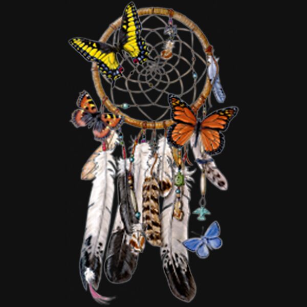 Dreamcatcher Butterflies Feathers Cool Native American T Shirt Thumbnail