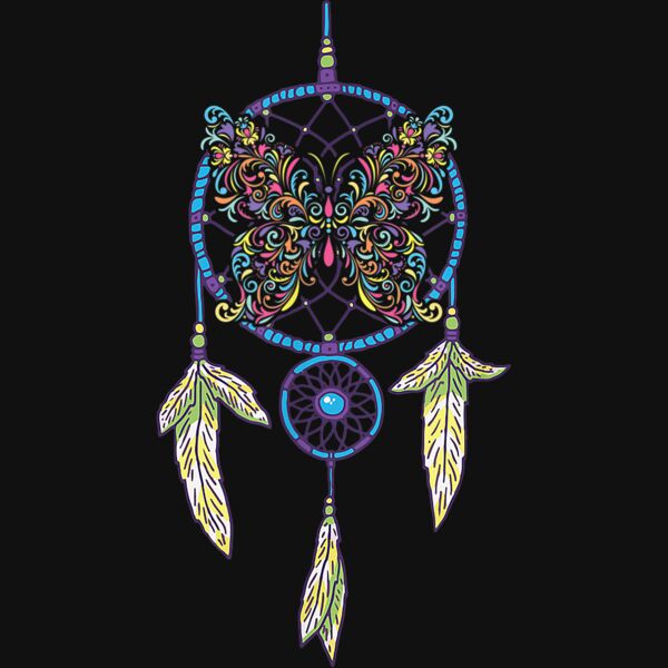 Boho Butterfly Feathers Native American Indian Dreamcatcher T Shirt Thumbnail