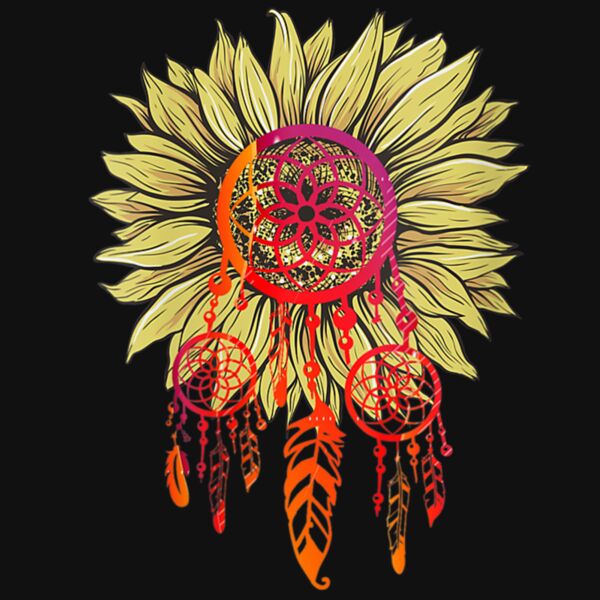 Womens Dream Catcher Sunflower Lover Gift V Neck T Shirt Thumbnail