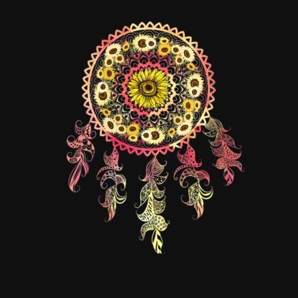 Womens Sunflower Dreamcatcher V Neck T Shirt Thumbnail