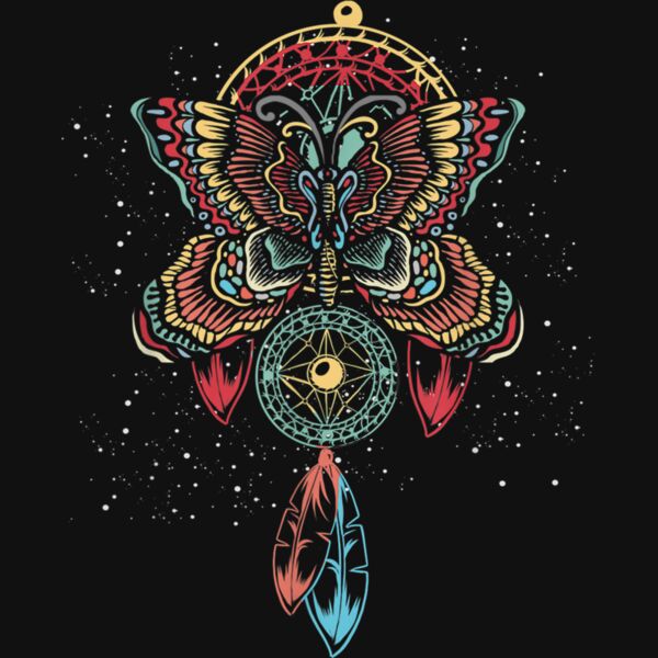 Native Pride American Indian Hippie Butterfly Dreamcatcher T Shirt Thumbnail