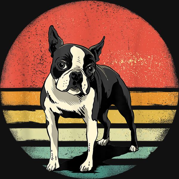 Boston Terrier Dog Lover Retro Vintage 70s Dog Pet Gift T Shirt Thumbnail