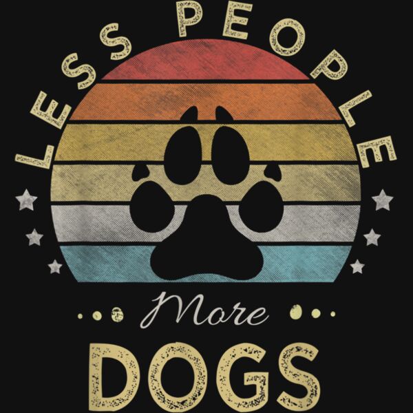 Retro Vintage Less People More Dogs T Shirt Thumbnail