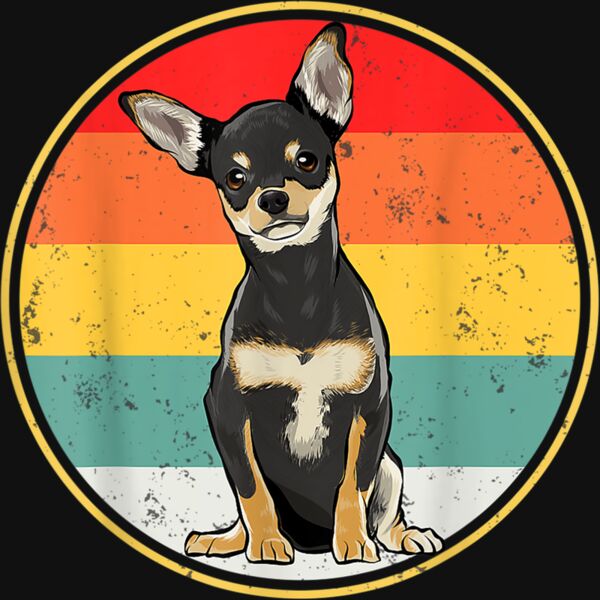 Vintage Retro Sunset Black Chihuahua Dog T Shirt Thumbnail