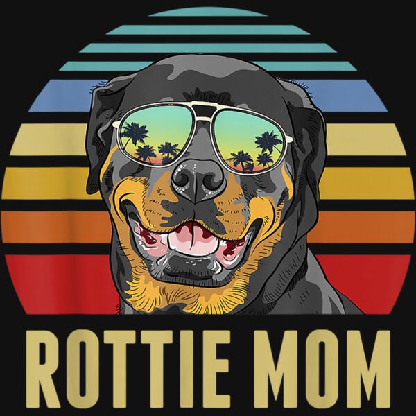 Rottie Mom Rottweiler Dog Vintage Retro Sunset Beach Vibe T Shirt Thumbnail