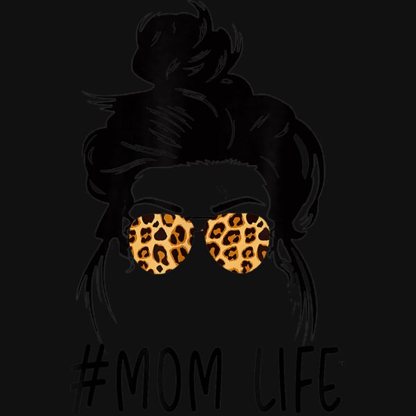 Classy Mom Life with Leopard Pattern Shades  Cool Messy Bun T Shirt 2 Thumbnail