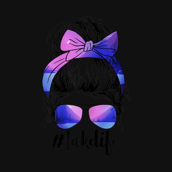 Womens Th Lake Life Messy Bun Funny Boating Sailing Outdoo Thumbnail