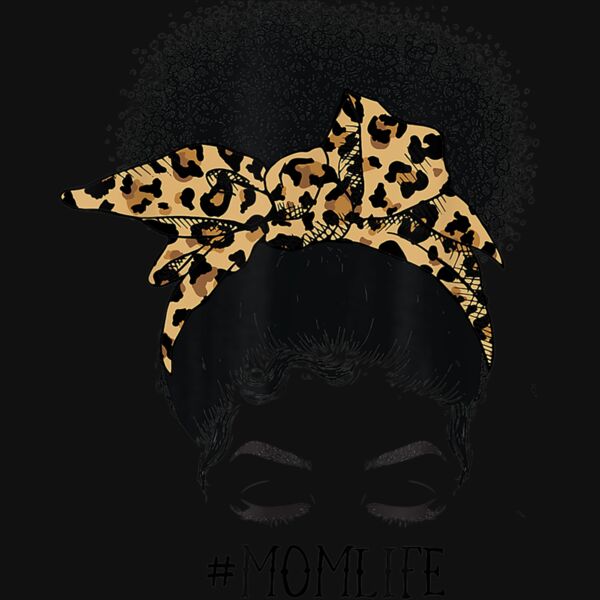 Afro Mom Life Messy Bun Leopard Funny Black Mom Mothers Day T Shirt Thumbnail