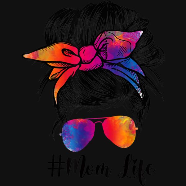 Funny Mom Life Messy Hair Bun Tie Dye Women Mothers Day Tee T Shirt Thumbnail