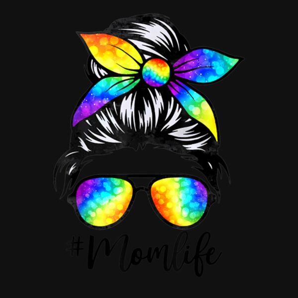 Mom Life Messy Hair Bun Tie Dye Women Mother s Day Funny Tee Thumbnail