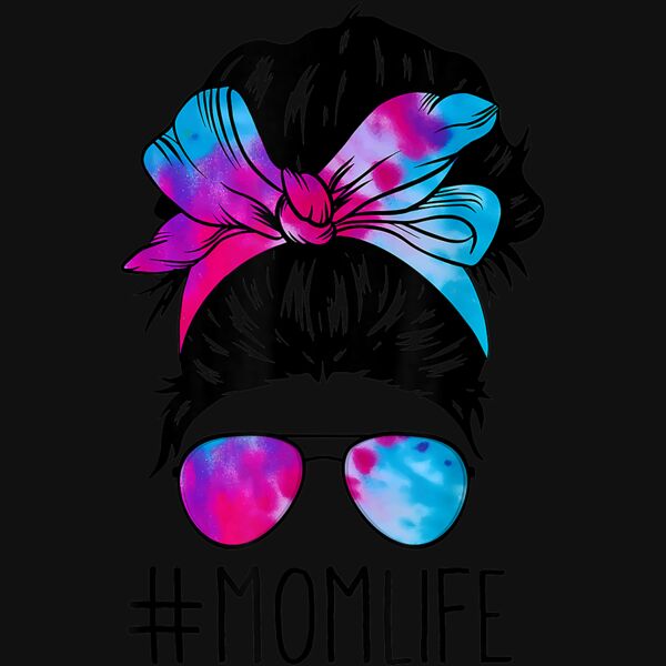 Messy Hair Bun Mom Life Tie Dye Mothers Day Women Funny Tee T Shirt Thumbnail