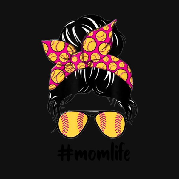 Mom Life Softball Baseball Mothers Day Messy Bun 2 Thumbnail