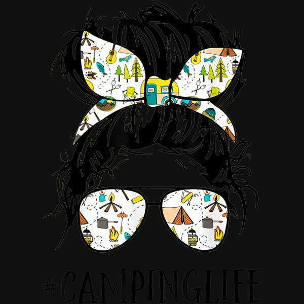 CAMPING LIFE MOM   Messy Bun MOM CAMPING LIFE T Shirt Thumbnail