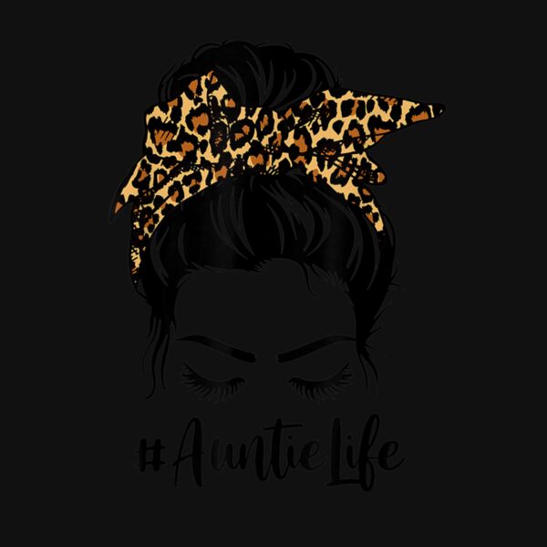 Auntie Life Messy Bun Hair Bandana Leopard Print Thumbnail