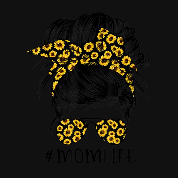 Sunflowers Mom Life Messy Bun Hair Sunglasses Thumbnail