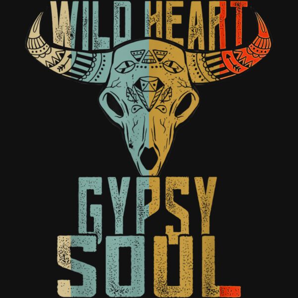 Wild Heart Gypsy BoHo Soul Vintage BoHo Cow Bull Skull T Shirt Thumbnail