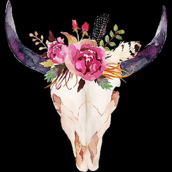 Cow Skull Art with Flowers Gift For Cattle Lover Tank Top Thumbnail
