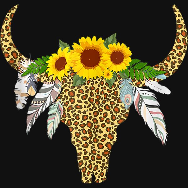 Sunflower with Cow Bull Skull Leopard and Feather Tank Top Thumbnail