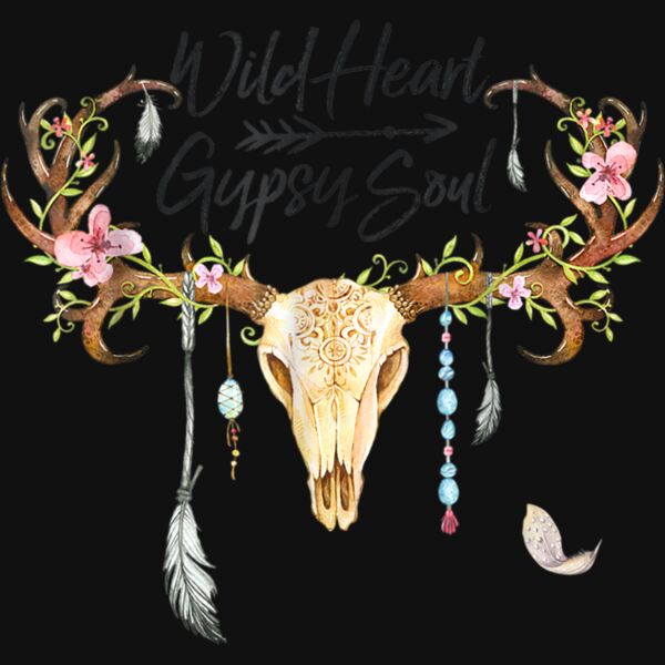 Wild Heart Gypsy Soul Watercolor Boho Baby Style Cow Skull Thumbnail