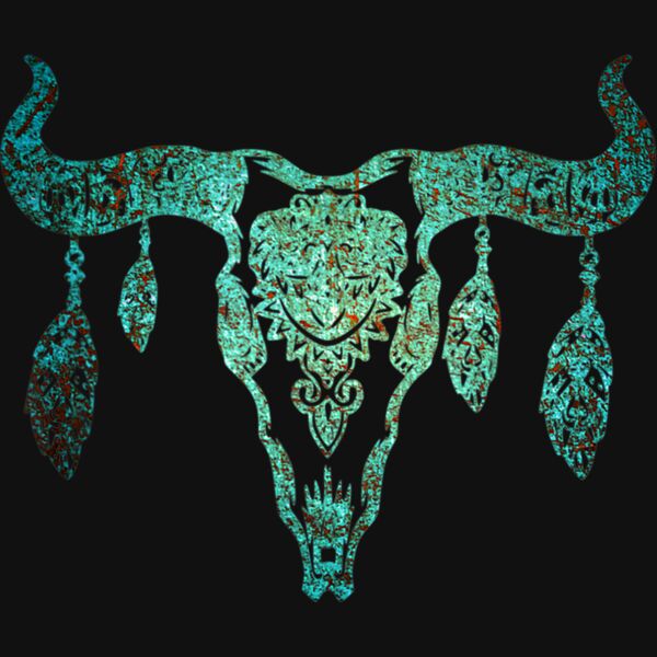 Boho Cow Skull   Fun Country And Western Look T Shirt Thumbnail