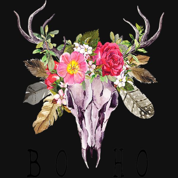 BoHo Cow Bull Skull With Flower Nice Tank Top Thumbnail