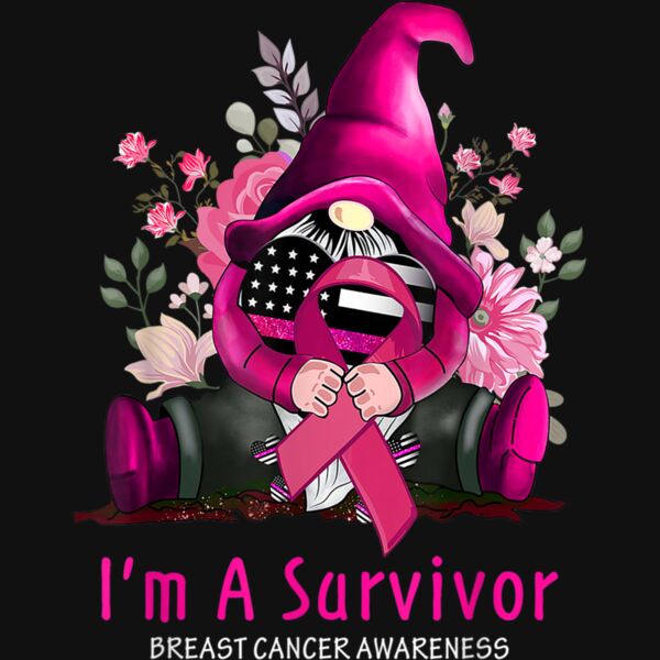 Im A Survivor Gnome Pink Ribbon Breast Cancer Awareness T Shirt Thumbnail