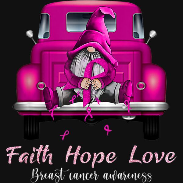 Gnome Truck Breast Cancer Awareness Faith Hope Love T Shirt Thumbnail