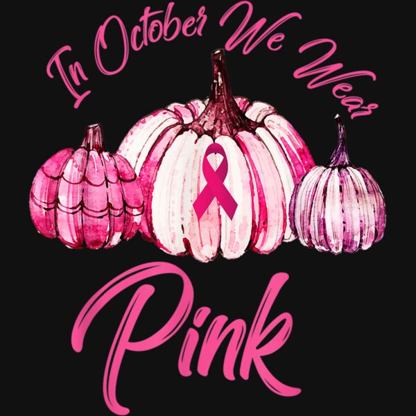 In October We Wear Pink Pumpkin Breast Cancer Halloween T Shirt Thumbnail